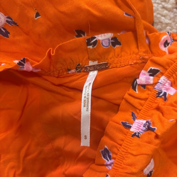 Free People Orange Floral Mini Dress size S - Picture 10 of 11